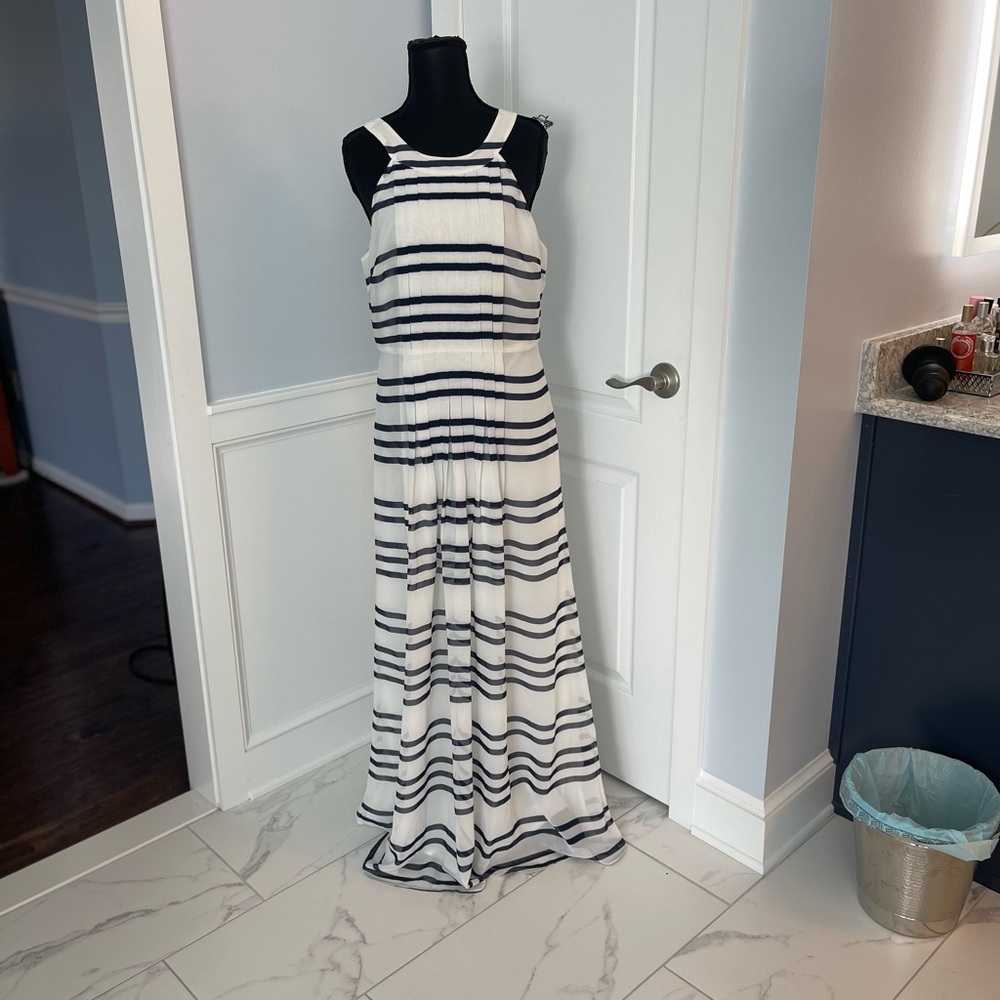 Ann Taylor Navy and White Halter Sundress